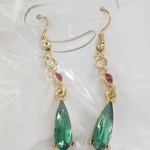 Long Dangle Earrings Anime Howl's Moving Castle FishHook Earrings Red Gold Green
